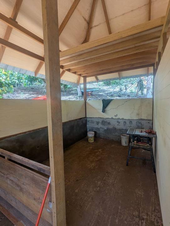 Por dentro, las paredes del baño tomando forma.
